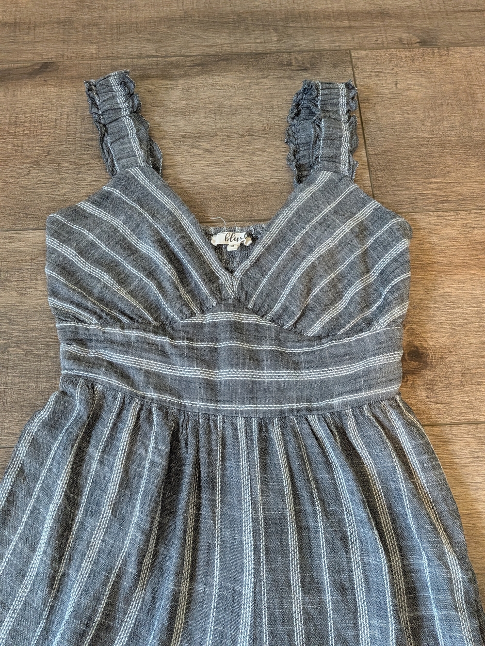 Striped V-Neck Wide-Leg Jumpsuit - Gray - Picture 7 of 7